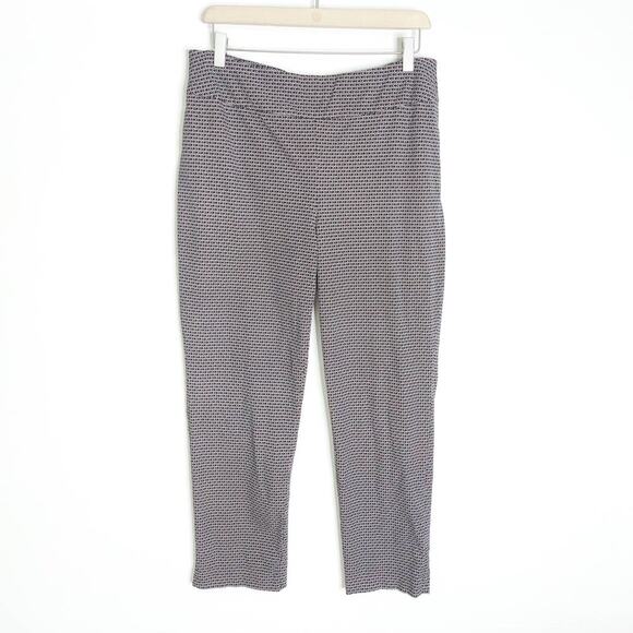 Chico’s So Slimming Womens 1.5 Black White Geo Ankle Pants Trousers Medium 10 - Picture 1 of 6